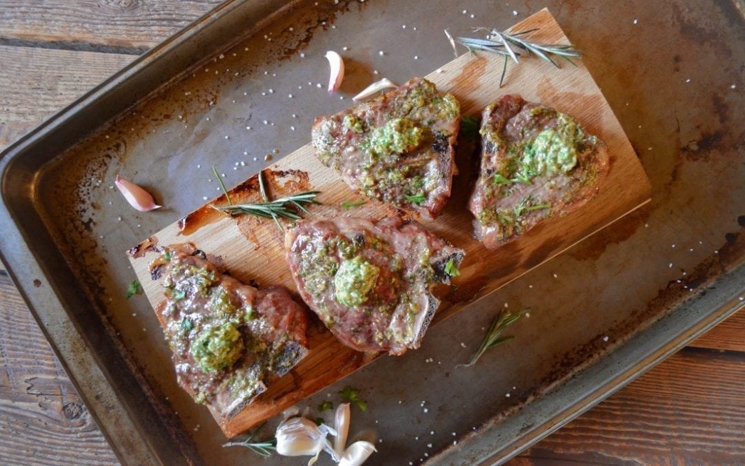 Hickory Planked Lamb Chops with Mint-Mustard Sauce Recipe