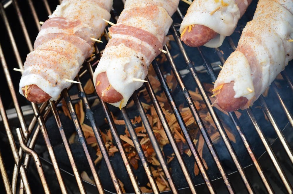 Maple Smoked BaconWrapped, CheeseStuffed Hot Dogs Recipe Wildwood