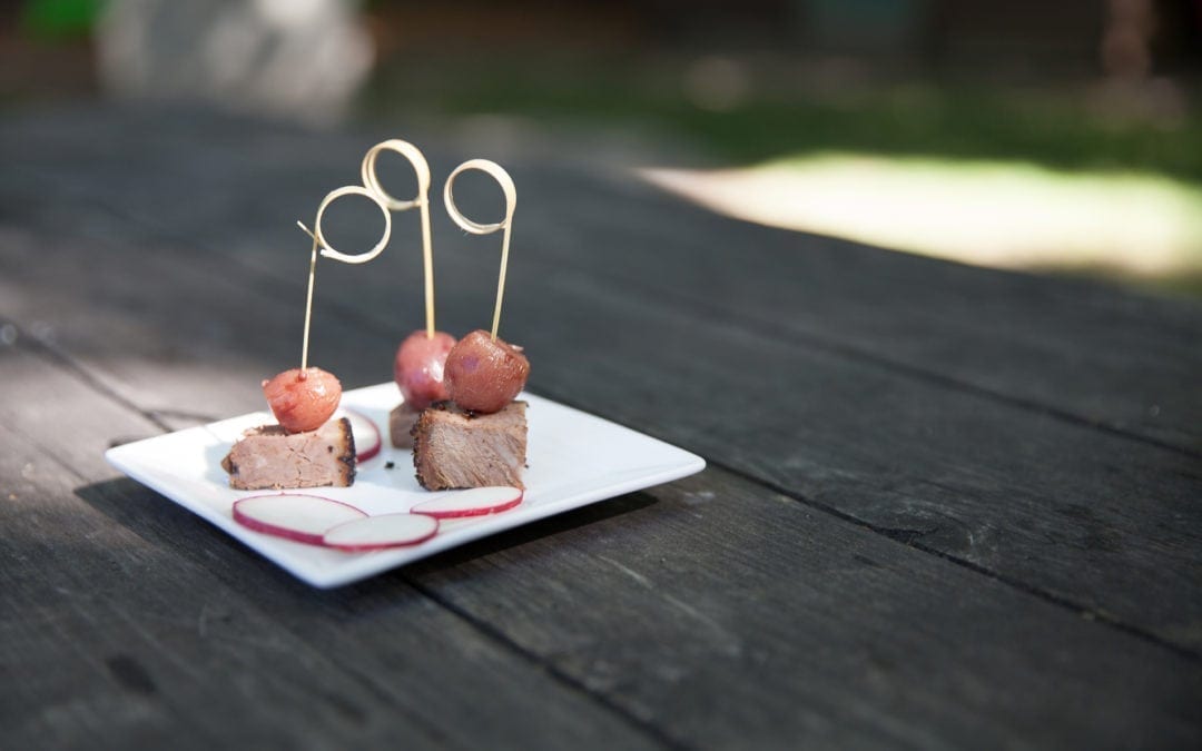 Pickled Grape and Brisket Bites