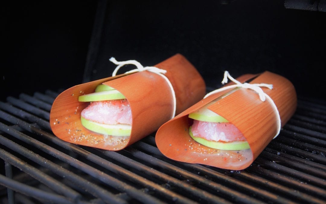 Cedar Wrapped Pork Steak with Apples