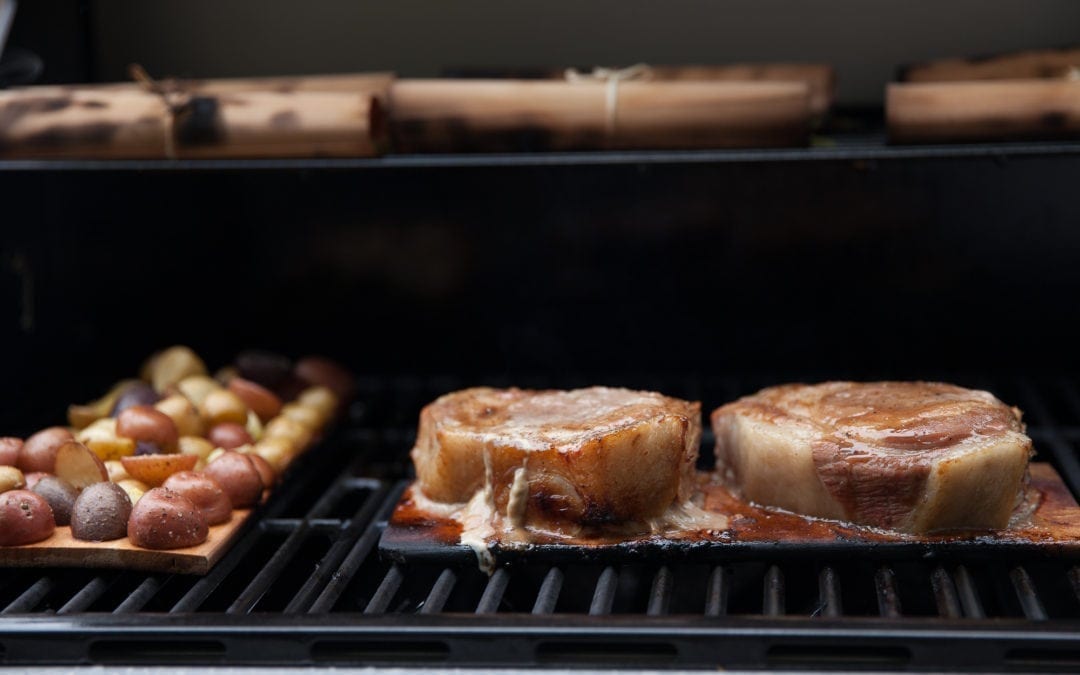IPA Glazed and Hickory Planked Pork Chops