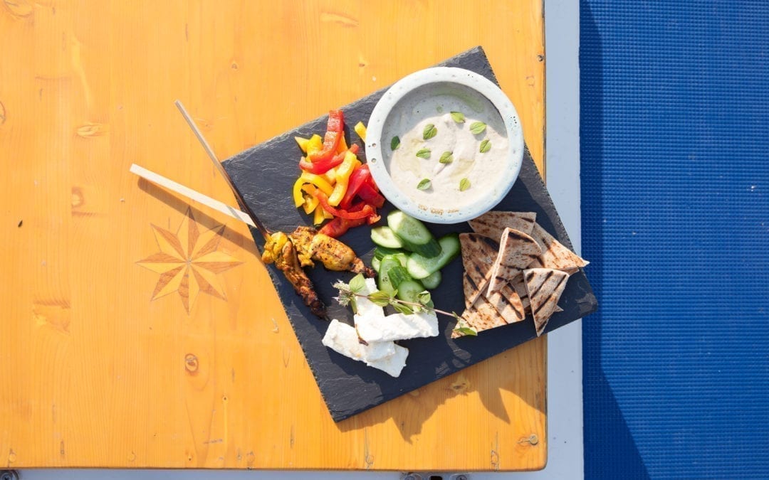 Maple Smoked Feta with White Bean and Herb Dip