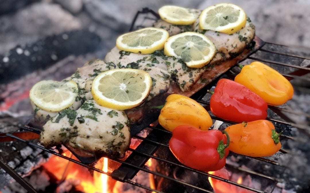 Cherry Planked Chicken with Lemon and Herbs