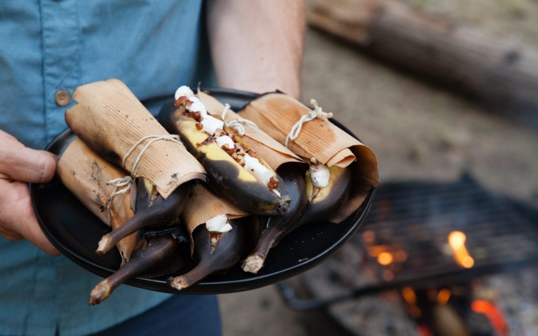 Cedar Wrapped Campfire Banana Boats