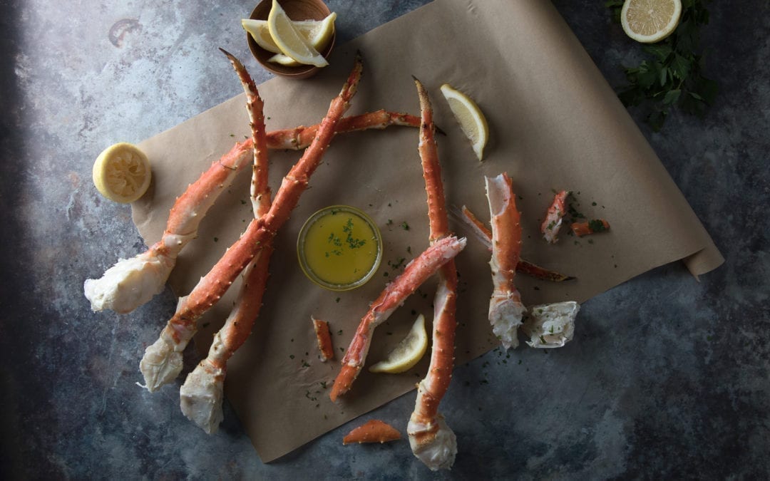 Smoked King Crab Legs with Smoky Garlic Butter
