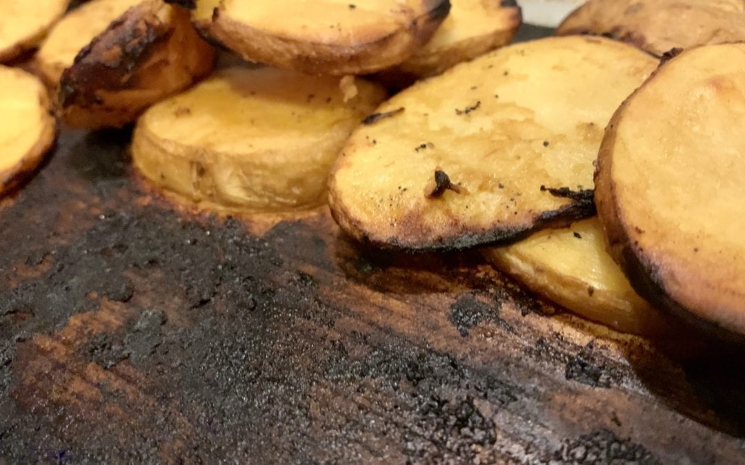 Mustardy Planked Potatoes
