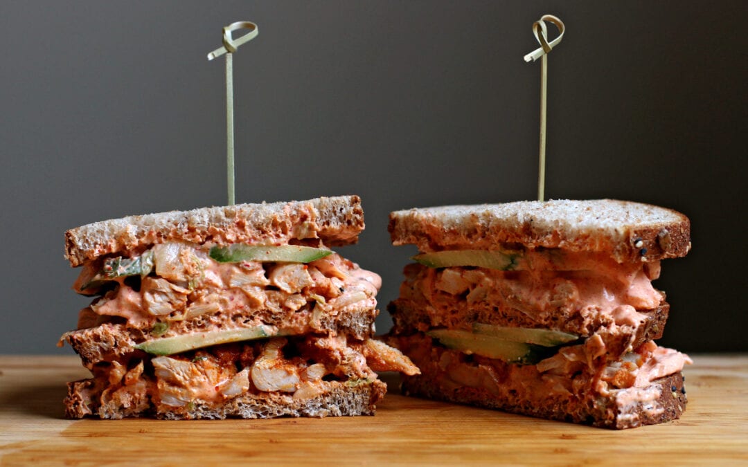 Cedar Wrapped Chicken Club Sandwich with Kimchi Mayo